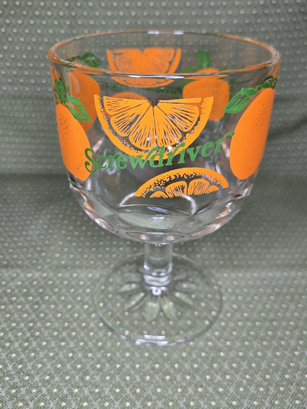 Vintage Screwdriver Cocktail Goblet With Orange Design - Picture 1 of 9